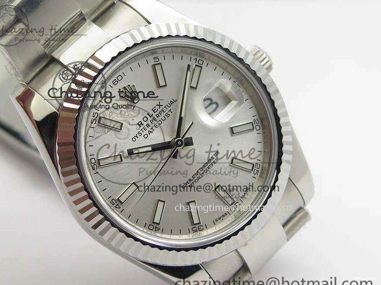 Fluted Best 1:1 Oyster On Dial Silver Bezel SS 41mm 126334 Bracelet Edition A3235 DateJust Noob 0214